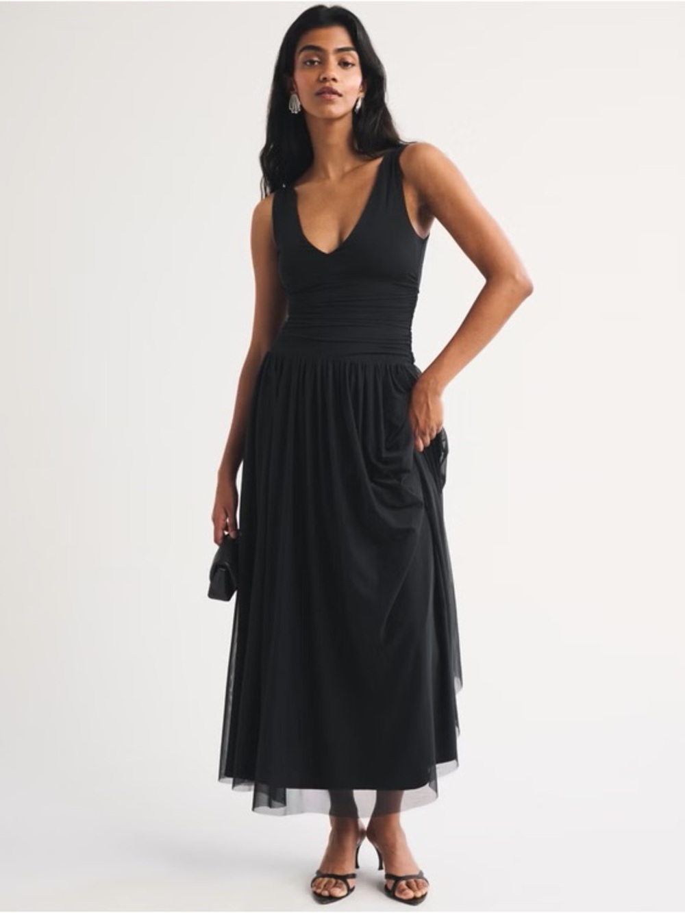 Black V-Neck Sleeveless Maxi Dress Abercrombie